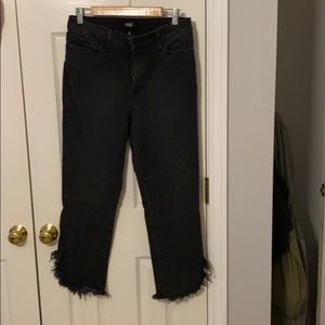 PAIGE JEANS BLACK CROP FRINGE